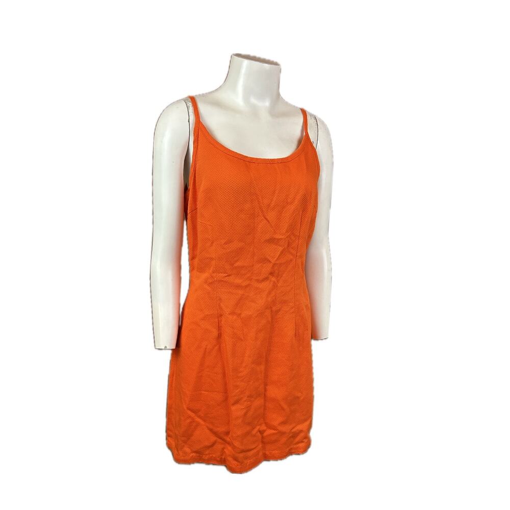 Vintage Orange Bodycon Mini Dress 90s Y2K Spaghetti Strap USA Medium -